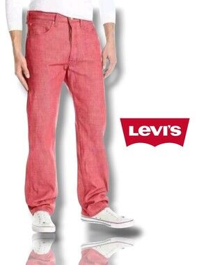 NWT Levi's 501 Men's Red New Straight-Leg Jeans Size 32x30 Shrink-to-Fit